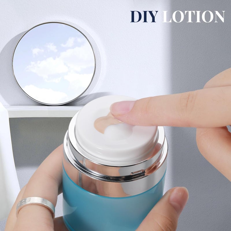 ASEVAT 2 Pack Airless Pump Jar, Travel Vacuum Pump Bottle Dispenser Pump Moisturizer Container Drunk Elephant Container for Lotions and Creams Moisturizer (1 oz - 2 pcs, Blue) - Image 4